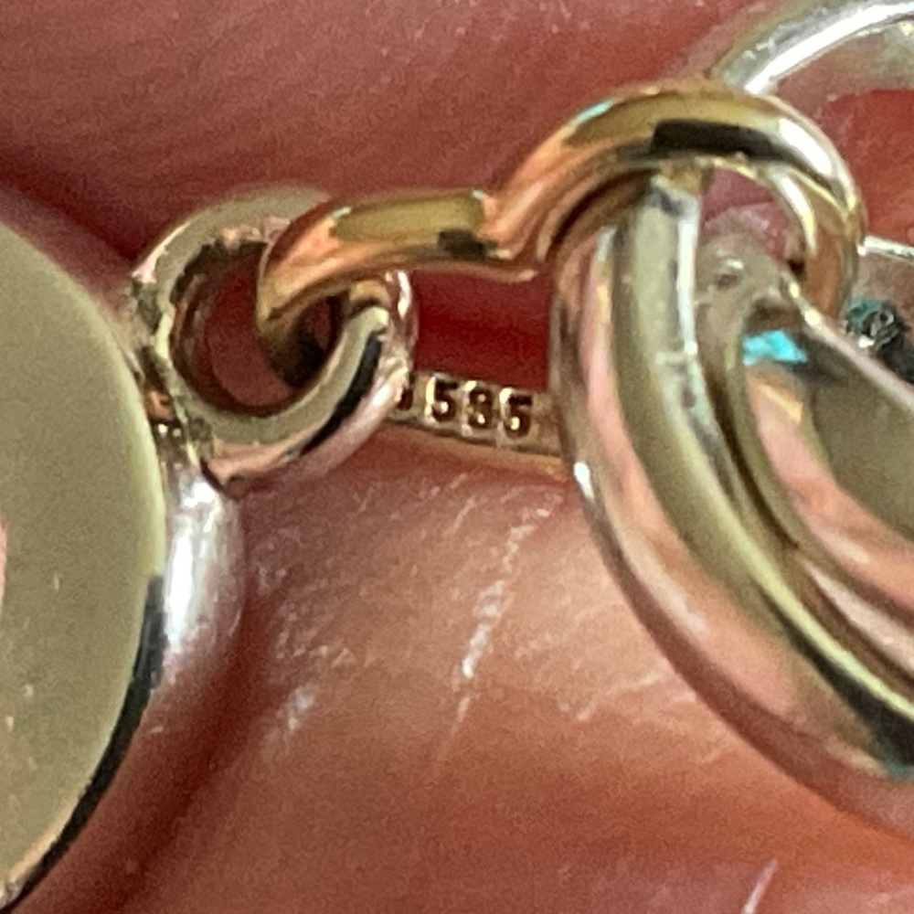 Pandora two tone double rings charm 14k gold and diamond - Picture 12 of 13